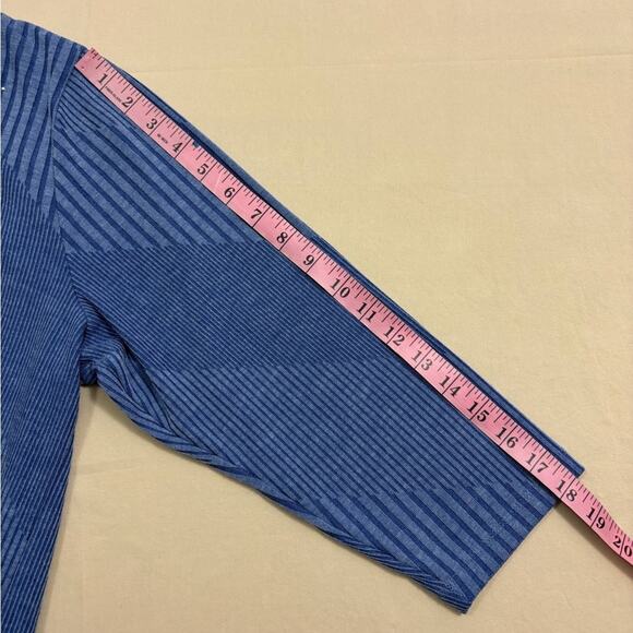 Allison Daley Blue Bedazzled Textured 3/4 Length Sleeve Top Size Large - Picture 5 of 6